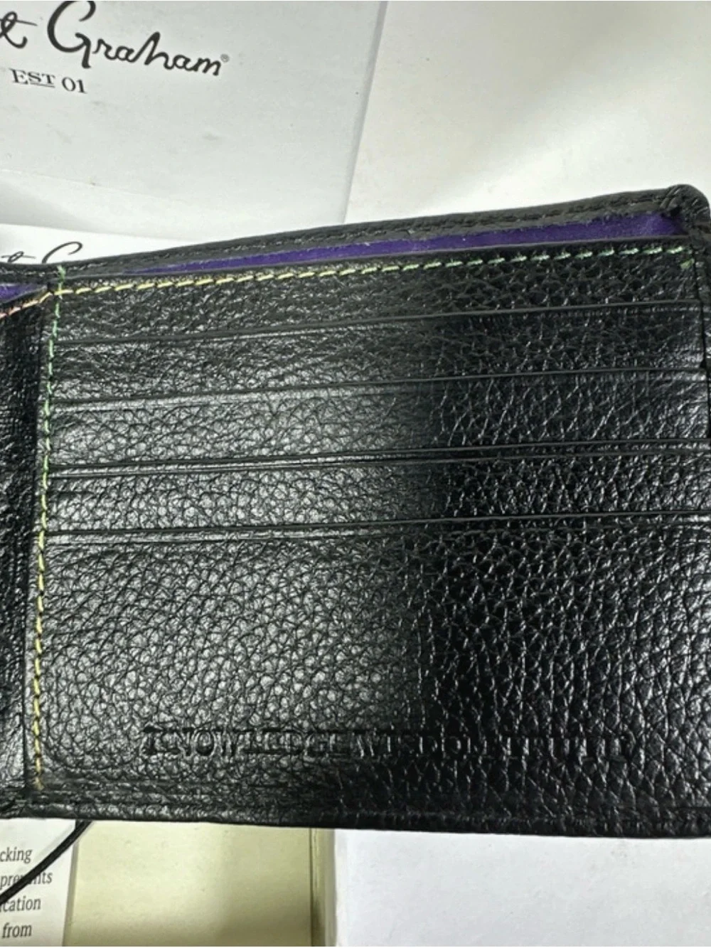 Chic Robert Graham Black Leather Wallet with Stitch Accents